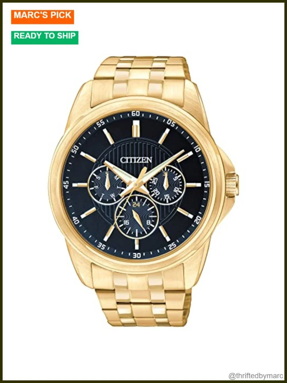 Quartz Mens Watch, Stainless Steel, Day/Date, 30m Water Resistant
